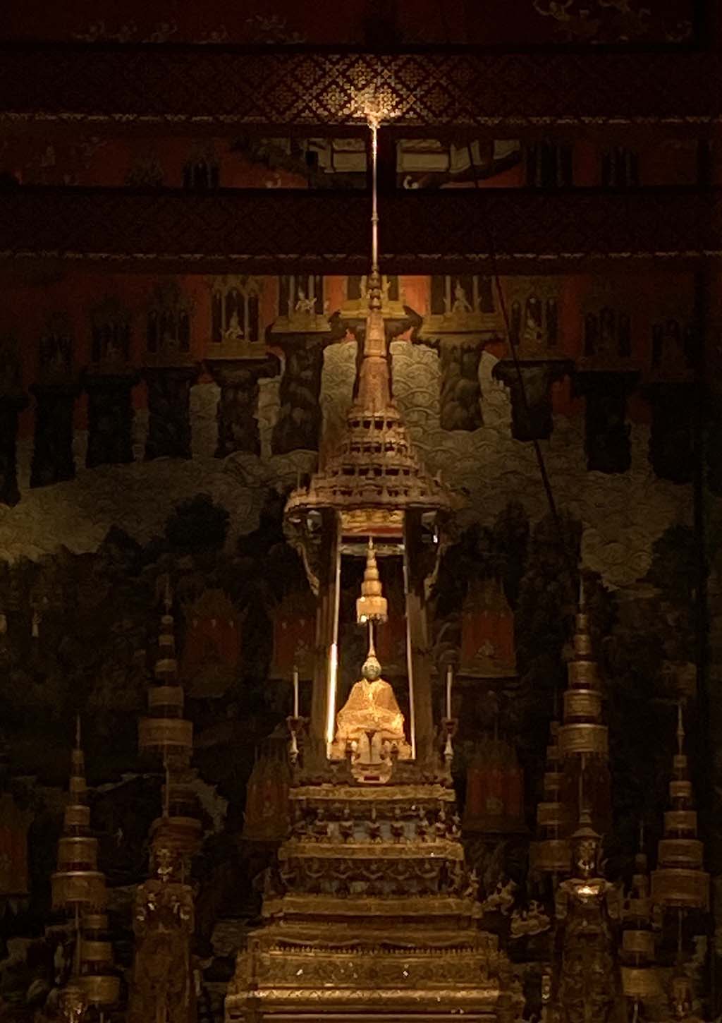 The Emerald Buddha in Winter attire from afar