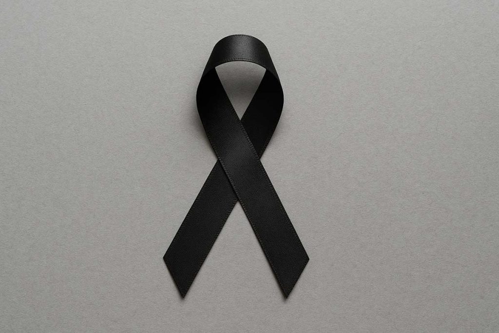 Black ribbon symbol used for Thailand national mourning