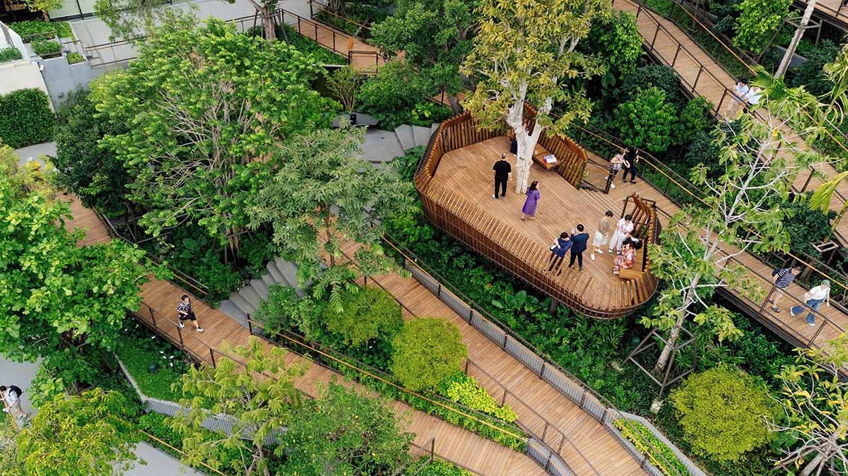 Dusit Arun park from the top view.