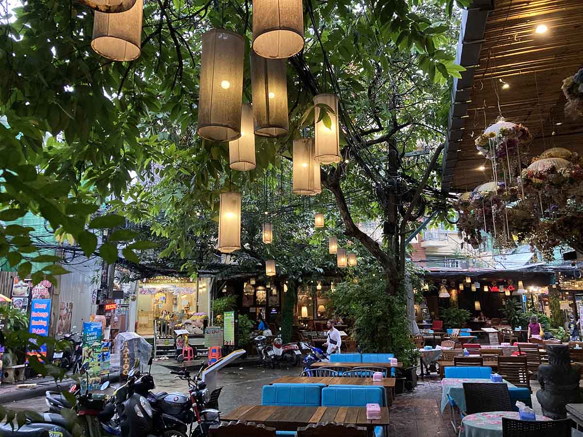 A restaurant at Ramburrti street, same side of Khaosan street.