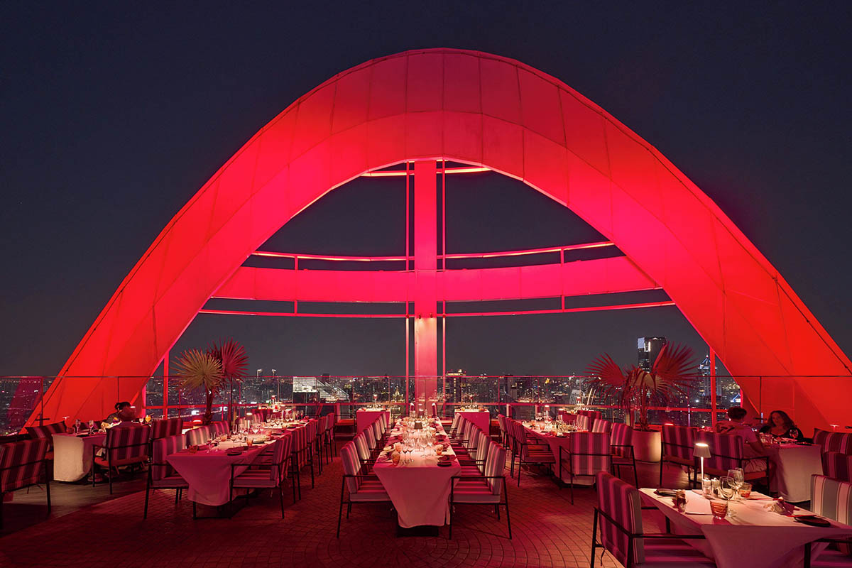 Red Sky Restaurant a rooftop restaurant on the 55th floor of Centara Grand at CentralWorld. 