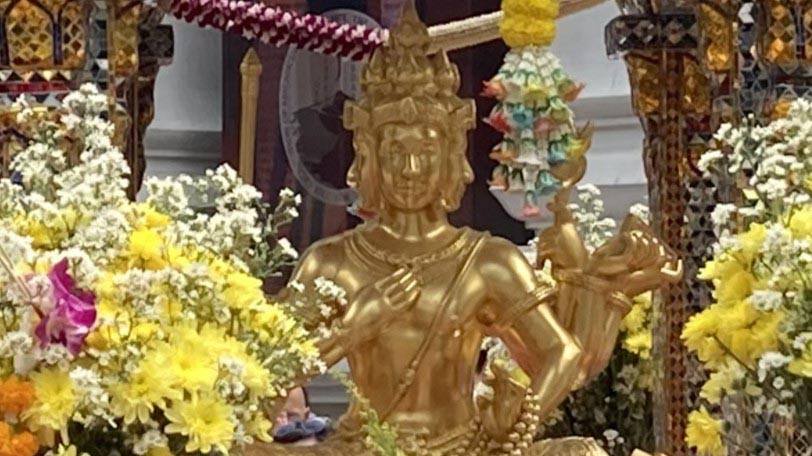 Enshrined Bhrama inside the Erawan Shrine