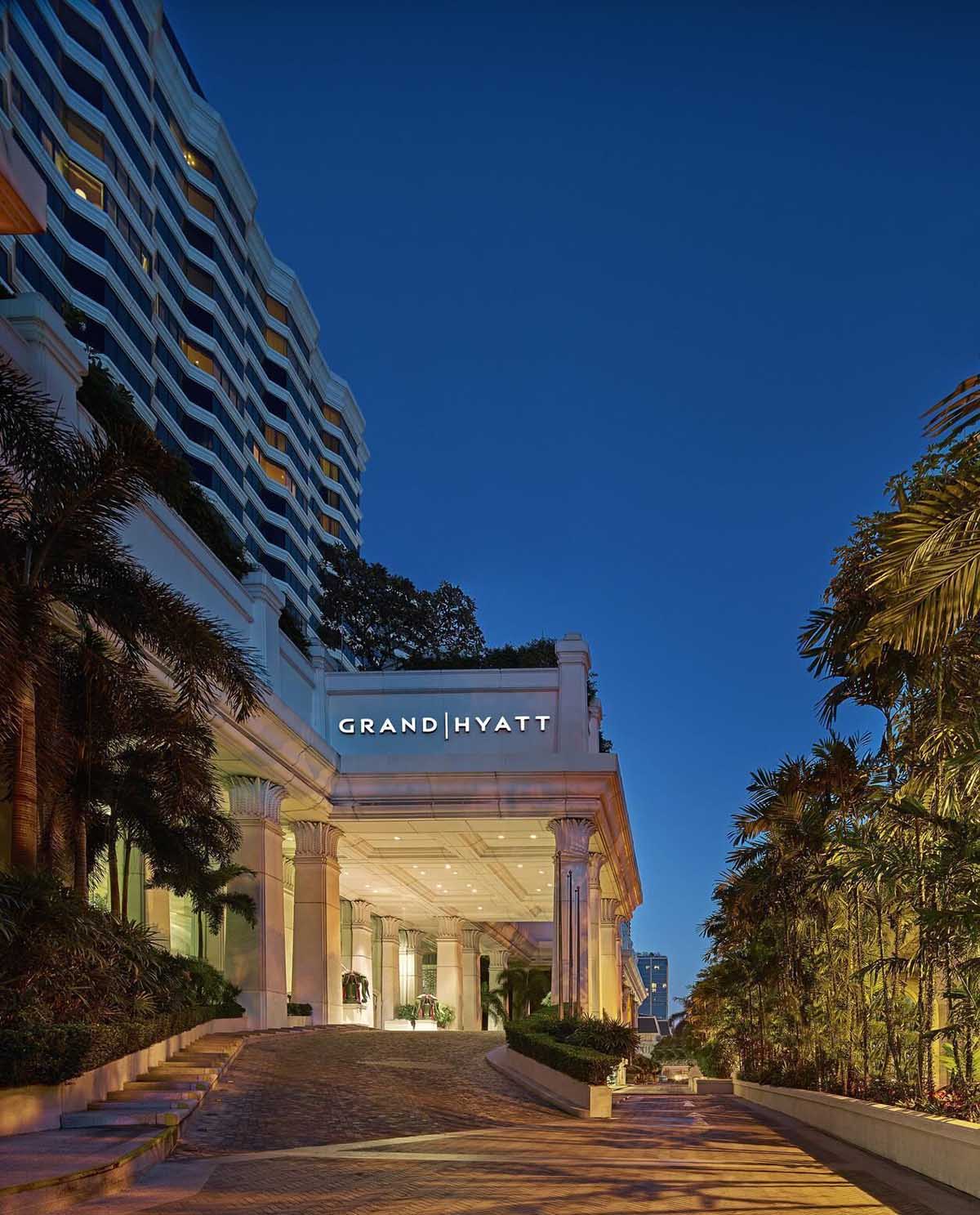 Unique architecture of the entrance at Grand Hyatt Erawan Bangkok