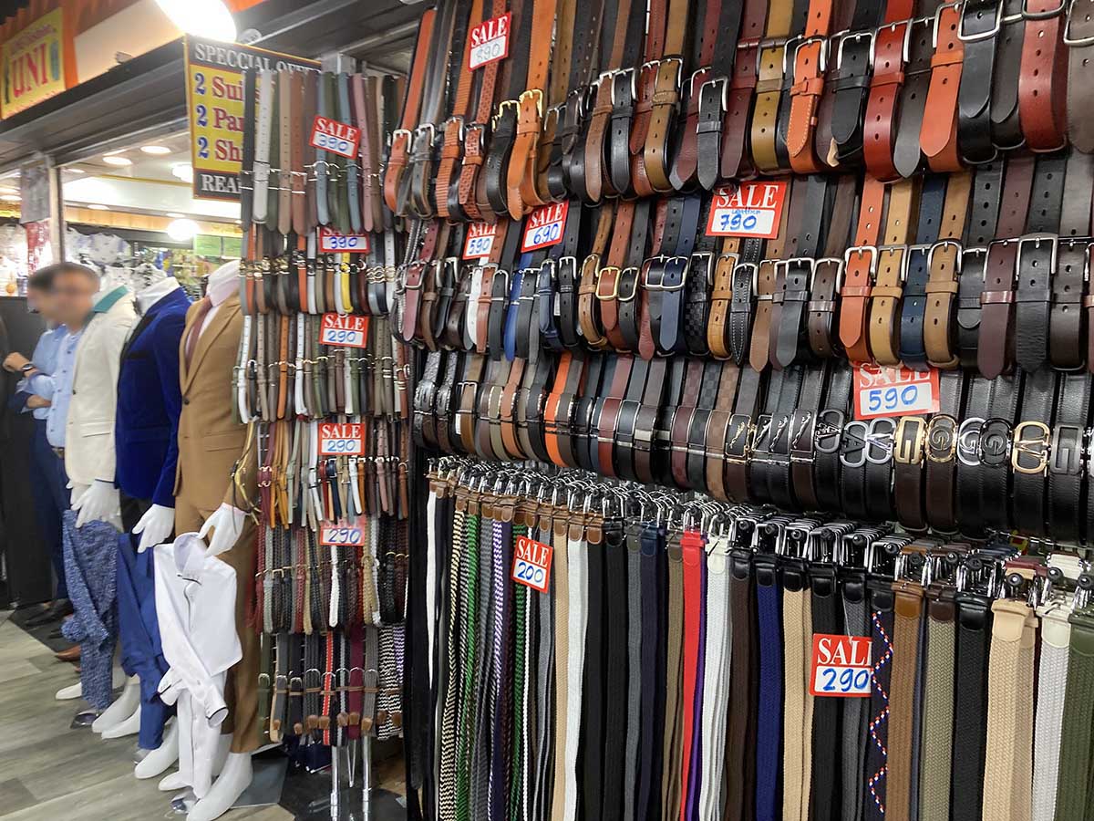 A leather belt shop in the “Shopping Street”, MBK center