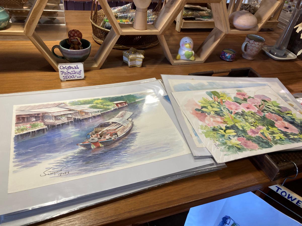 Paintings from local artists you can buy. This kind of work cannot be found anywhere else.