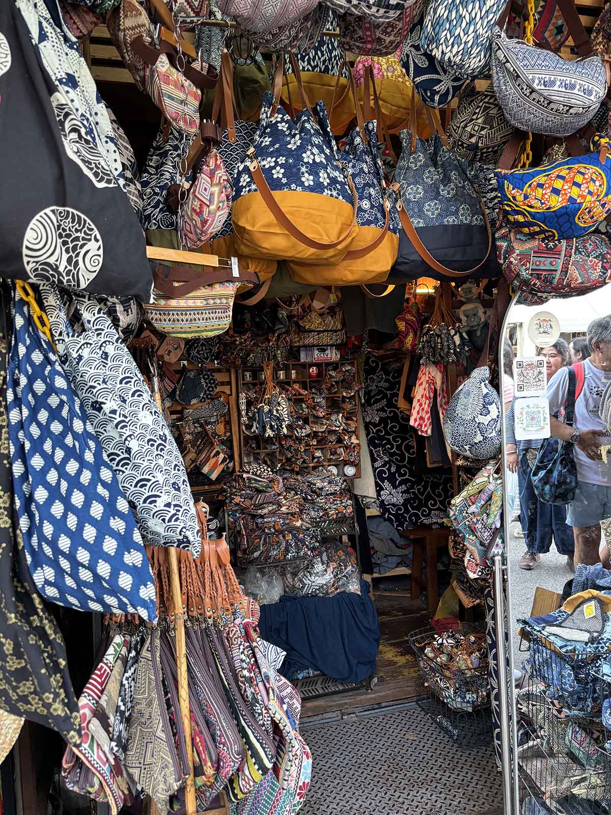 Shop with unique design bags and clothing.